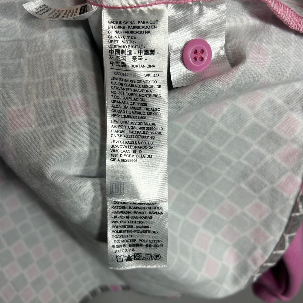 Levi's Hoodie Pullover Checkered Print Pink Gray Long Sleeve Menswear Casual - Picture 10 of 10